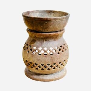 Aroma Essential Oil Diffuser Carved Soapstone Brown